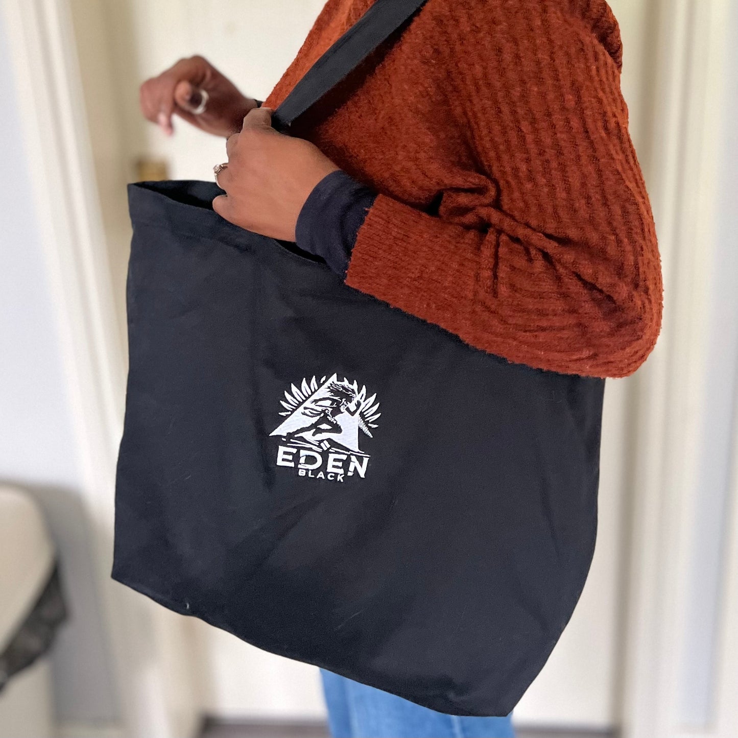 Eden Black large organic tote bag